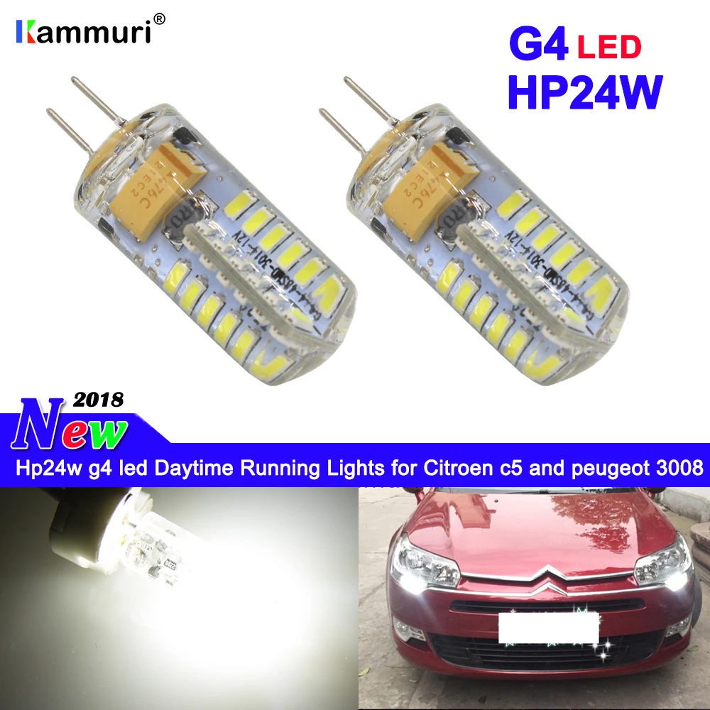 2pcs white G4 Hp24w 34smd 12V g4 led bulbs Daytime Running Lights for