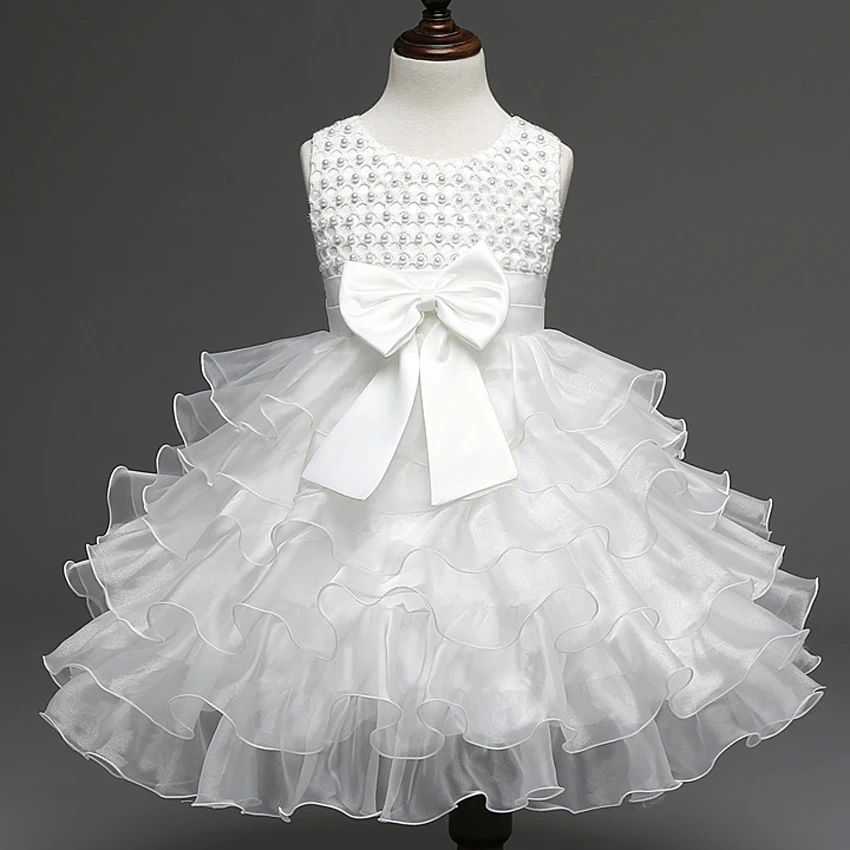 Baby Girls Layered Dresses Baptism Newborn Tutu Dress Christening Gowns