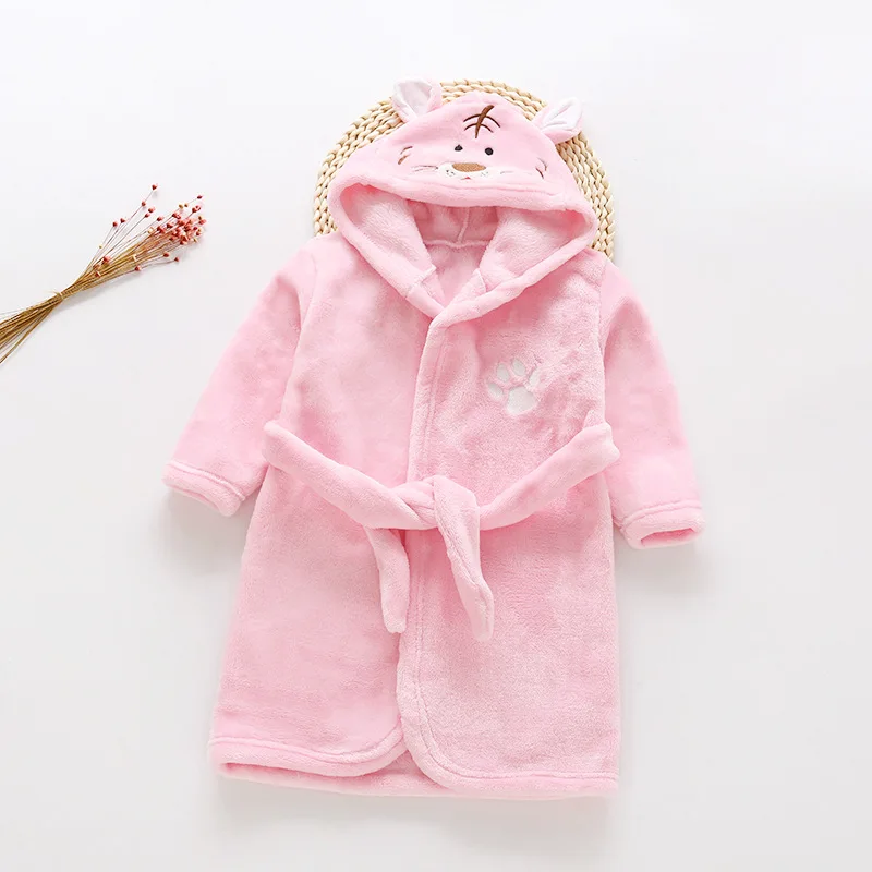 Фланелевые детские пижамы осенне-зимняя Пижама для девочек детская одежда с рисунками животных теплая одежда для сна для маленьких мальчиков 2, 3, 4, 5, 6, 7, 8 лет - Цвет: Pink