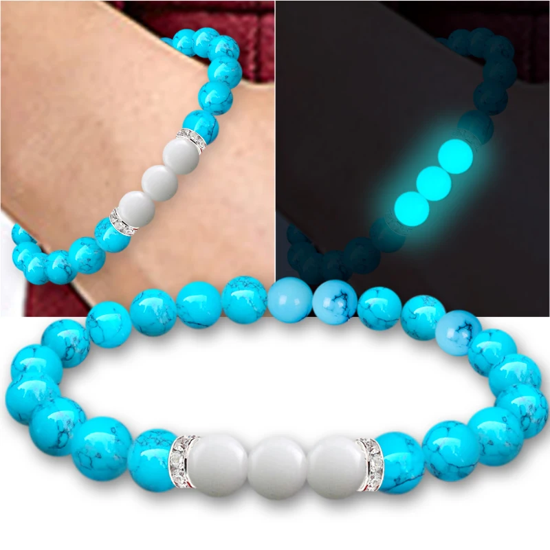 

Luminous Bracelet Night Light Magic Novelty Lighting Beads Noctilucent Crystal Natural Stone For Girls Women Gift Wrist Band