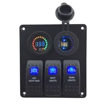 DC 12 V-24 V Цвет Вольтметр+ синий светодиодный Мощность Зарядное устройство разъем 3 банда синий кулисный переключатель Панель для автомобиля RV