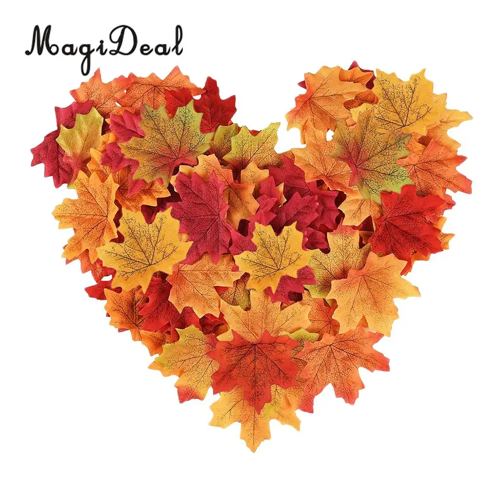 200pcs Artificial Maple Leaves Autumn Fall Leaf Wedding Thanksgiving Decor 