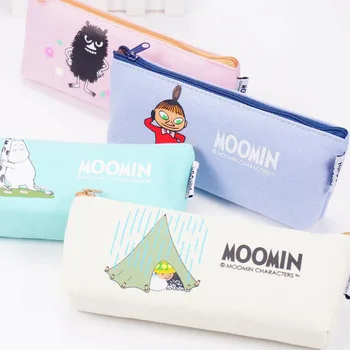 J26 Kawaii Cute Moomin Canvas Pen Bag Pencil Holder Storage Case School Supply Birthday Gift Cosmetic Makeup Travel