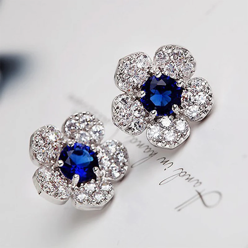 

Fashion Earrings 2018 Crystal Luxury Charm Rhinestone Flower Stud Earrings For Women Jewelry Accessories Gift