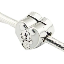 DIY Подходит для Pandora шармы браслеты винтажная застёжка в виде мыши бусины с белой эмалью стерлингового серебра 925 пробы-ювелирные изделия