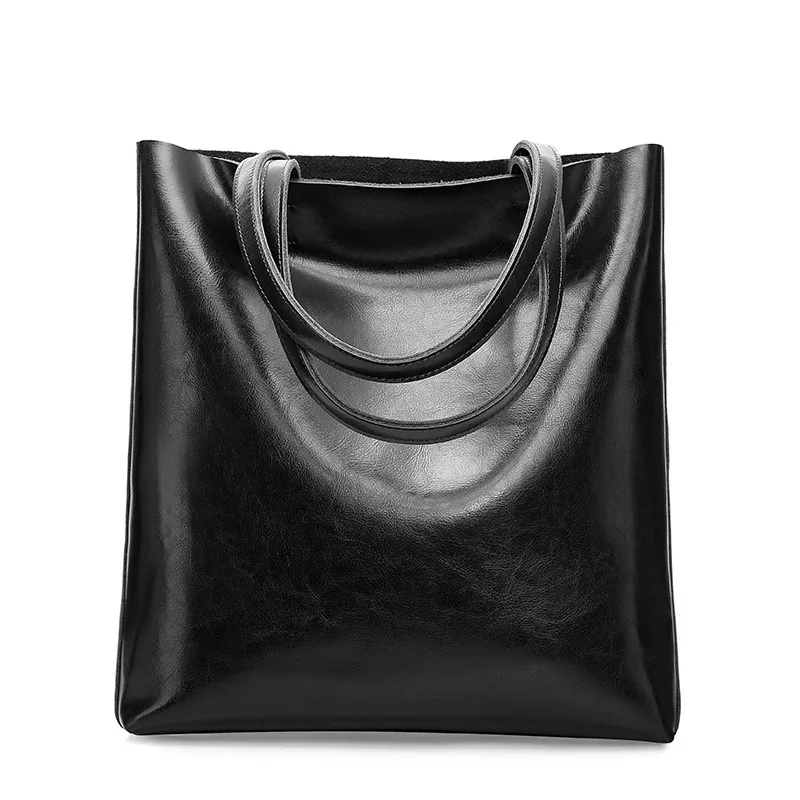 

2018 Autumn Winter Luxury Genuine Leather Women's Shoulder Bags Fashion Retro Casual Lady Tote Bags Simple Large Shopping Bags.