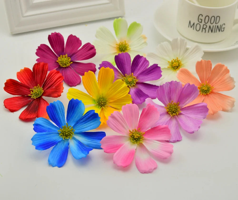 

100pcs 7cm silk gerbera christmas wreath decor for home wedding bridal accessories clearance diy a cap gifts Artificial flowers