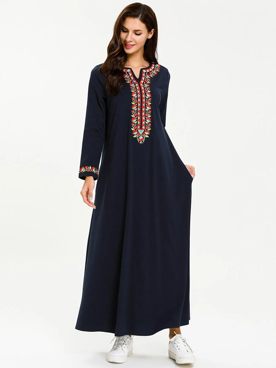 Женское мусульманское абайя Турция Дубай Рамадан платье с вышивкой макси платья Кафтан турецкая исламская одежда размера плюс Бангладеш Халат