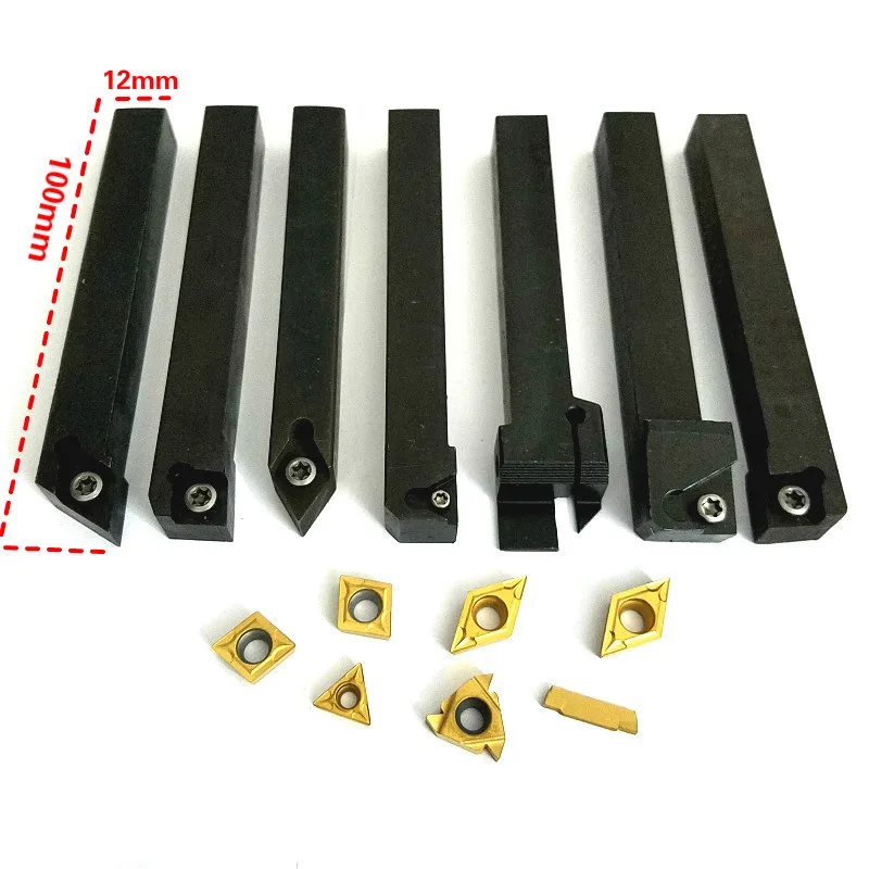 

7pcs 12mm CNC Shank Lathe Turning Tool Holder + 7pcs DCMT TCMT CCMT Inserts Blades For Lathe Turning Tool
