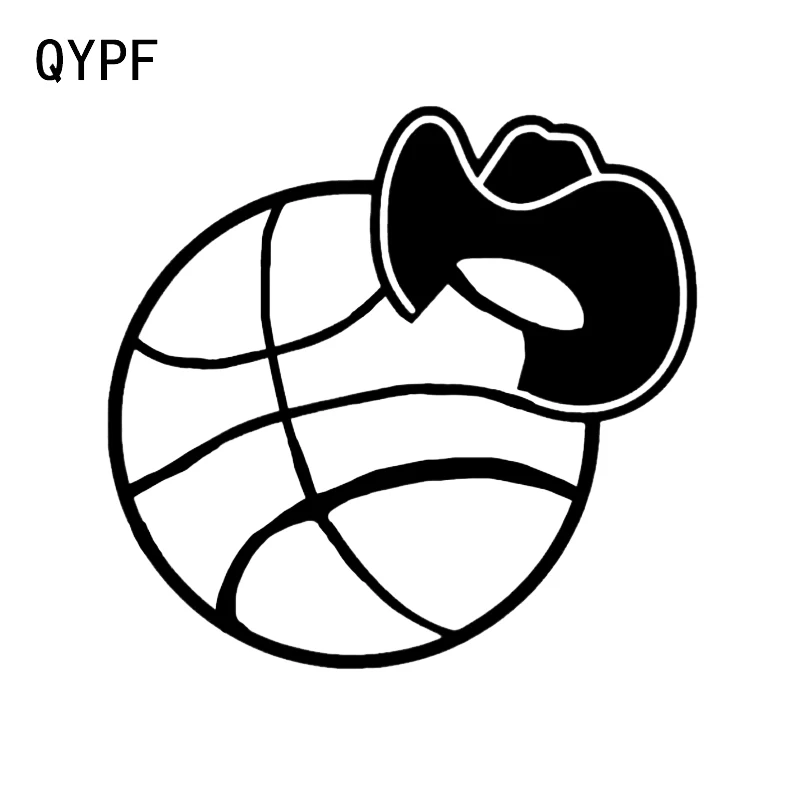 

QYPF 13.3*12.7CM Interesting Hats And Basketball Decor Car Sticker Vinyl Accessories Silhouette Black Silver C16-0474