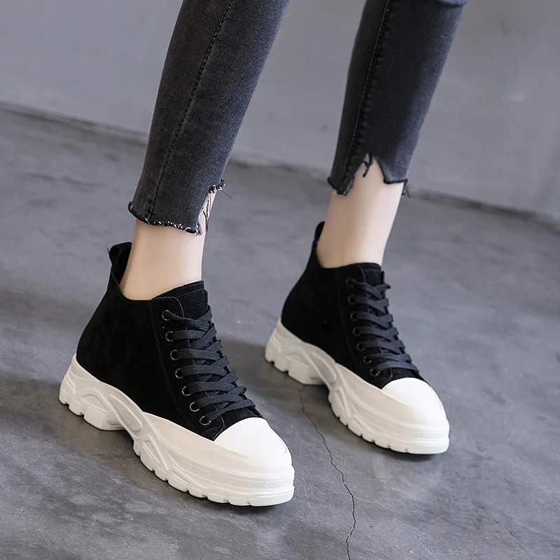 

Spring new leather women's shoes Korean casual thick-soled wild sponge single shoes