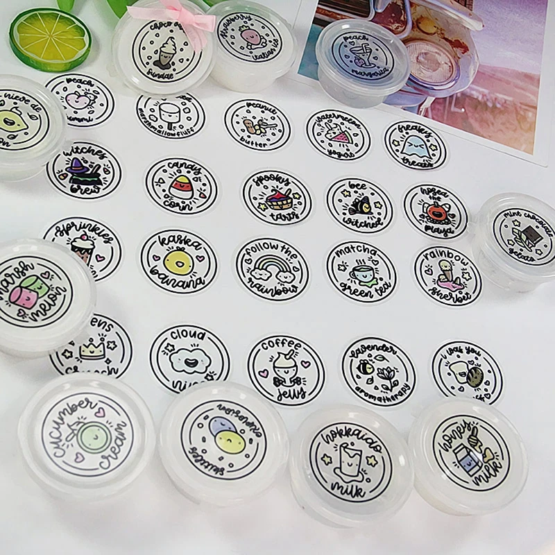 

20PCS=2Sheets Waterproof Round Slime Sticker Containers Sticker Slime Supplies Storage Box Sticker DIY Accessories Tool