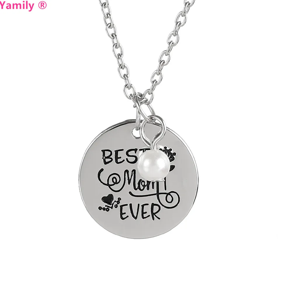Yamily 12pcs best mom ever flower engraved pendant charms necklace Yamily 12pcs best mom ever flower engraved pendant charms necklace