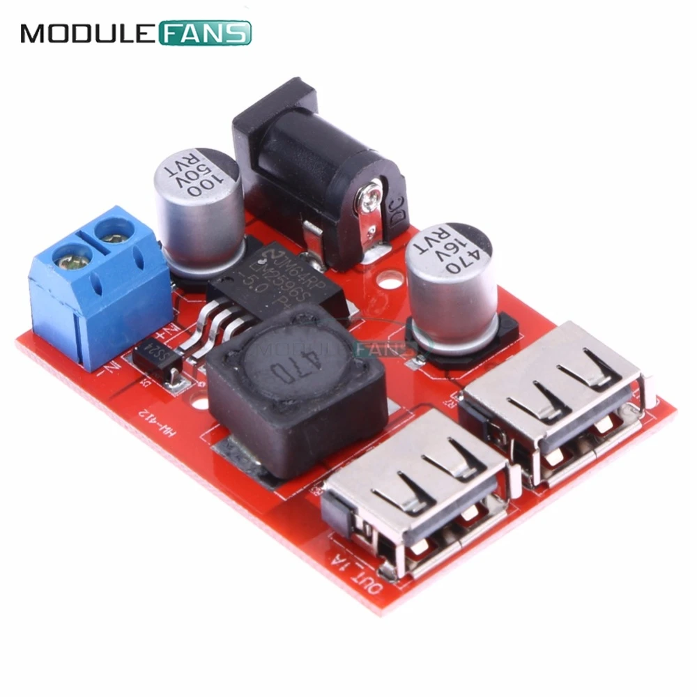 LM2596 LM2596S двойной USB DC 9 в 12 В 24 36 до 5 3A понижающий преобразователь Плата