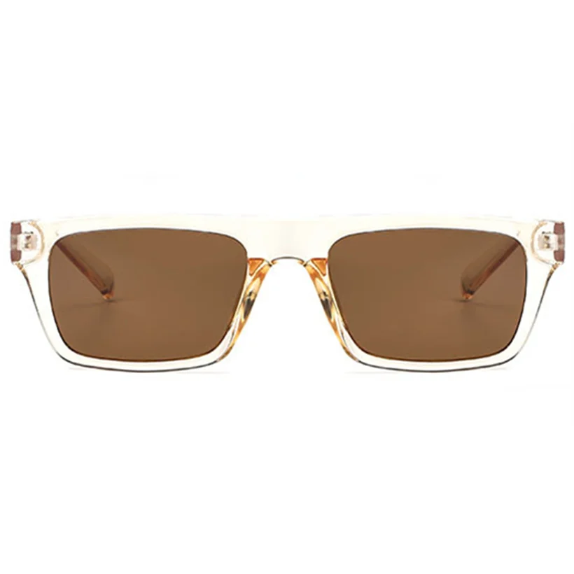 Oulylan, плоский верх, прямоугольные солнцезащитные очки, женские, модные, брендовые, дизайнерские, простые, солнцезащитные очки, мужские, женские, очки, Оттенки UV400 - Цвет линз: Brown