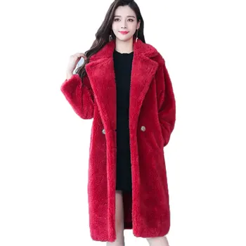 

Faux Fur Coat Women Faux Lamb Fur Warm Long Sleeve Female Outerwear Autumn Winter Coat Jacket Loose Overcoat 008