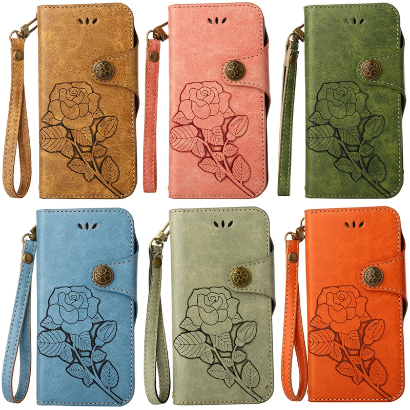 

Leather Flip Wallet 3D Rose Soft Phone Silicone Cases Cover Shell Coque for Apple iPhone 4 4S 5 5S SE 6 6G 6S 7 8 Plus X Case