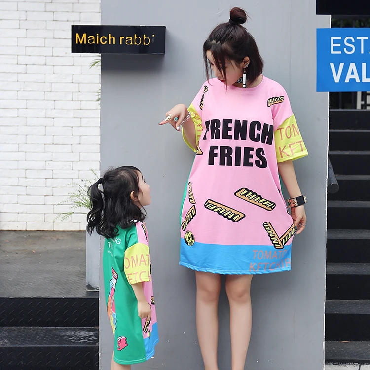 

Casual Dress Mommy and Me Clothes Family Look Mother Daughter Dresses Mom Mum and Girls Dress Clothing Family Matching Outfits