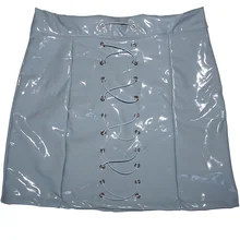 Пикантные Высокая талия из искусственной кожи юбка Для женщин облегающие сапоги на шнуровке с Юбки-карандаши Для женщин s Демисезонный элегантное для вечеринки и клуба мини длинная юбка в пайетках