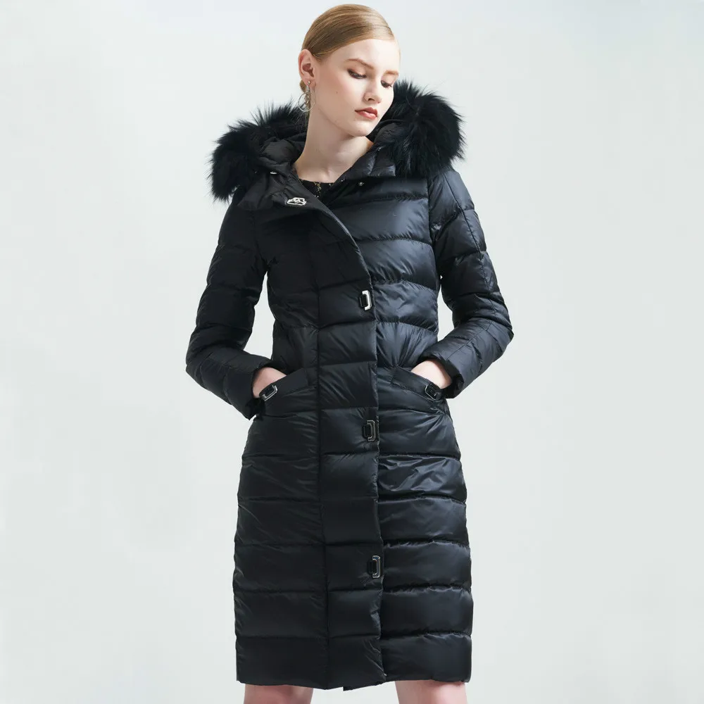 Wholesale New 2017 Womens Down Jackets Thicken Black Long Outerwear