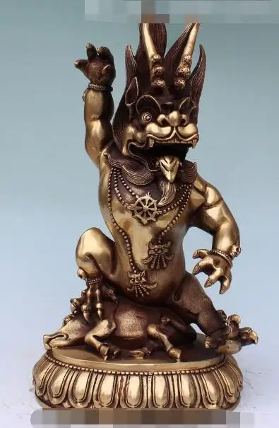 

S4267 13"China Chinese Temple Bronze Buddhis Stand Dragon King Buddha Sculpture Statue