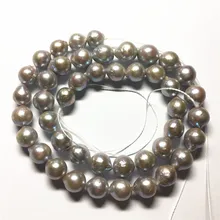 8-9 мм подлинной речной натуральный жемчуг серебристо-серый жемчужное ожерелье Reborn 1" колье с незакрепленными бусинами