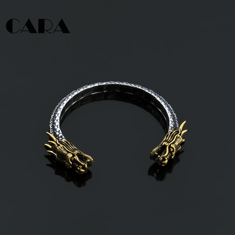 

CARA new 2 tone stainless steel Dragon Bangle bracelet mens stylish individual bracelet bangles men fashion jewelries CAGF0447