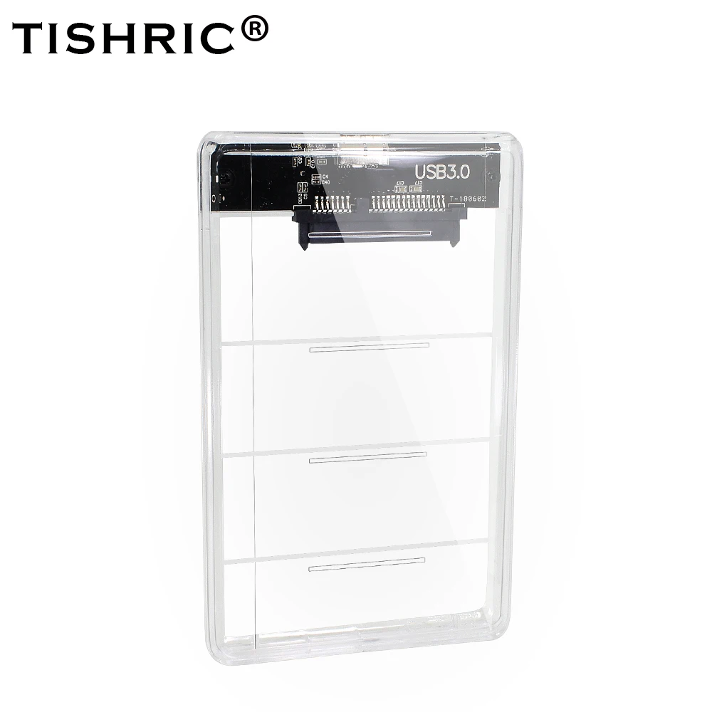 TISHRIC Transparent 2.5 HDD/SSD Case Hard Drive Enclosure/Box Sata to USB 3.0 Adapter UASP Protocol Up to 2TB Hard Disk Case - Цвет: Transparent