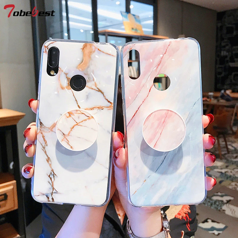 

Marble Stand Holder Case sFor Xiaomi Redmi Note 7 6 5 Pro Case Soft TPU Silicone IMD Back Cover For Xiaomi Mi 8 9 8 Lite Cases