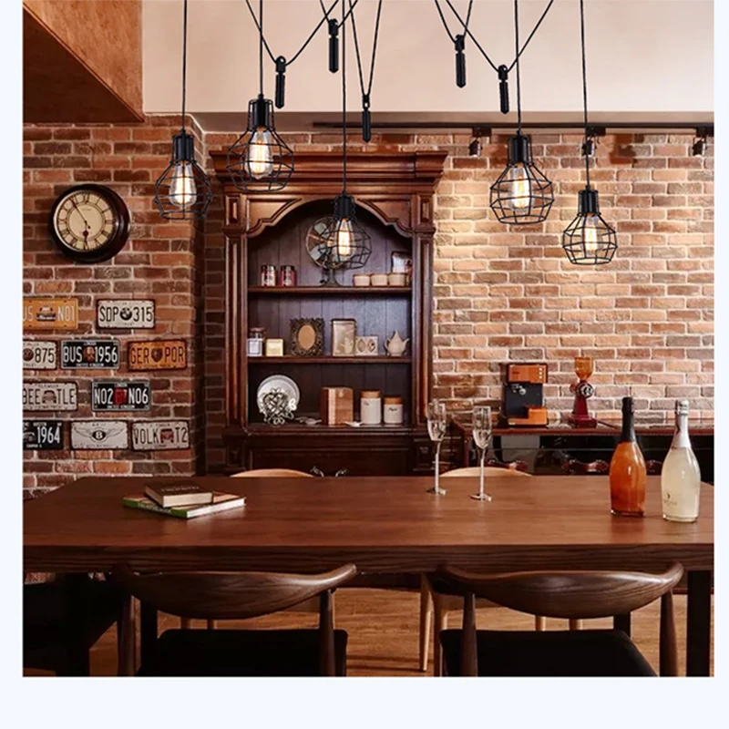Kaufen Vintage Restaurant Kronleuchter Kreative Wohnzimmer E27 Persönlichkeit Kunst Cage Retro Lange Shops Lampen Studio Spinne Kronleuchter