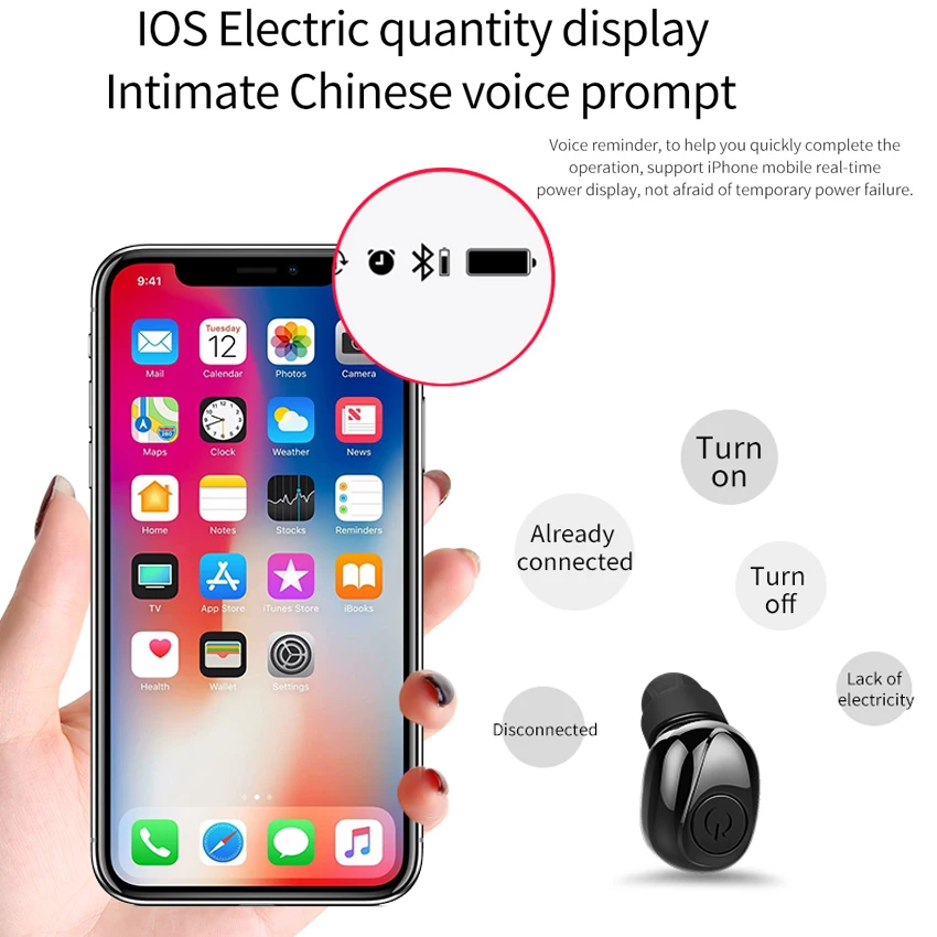 Беспроводная Bluetooth гарнитура X8 Fsahion с одним и двумя ушками зарядным устройством 5 0