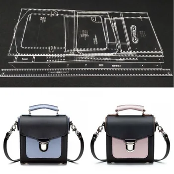 

Handmade Leather Lady's New Coloured Retro Square Bag Single Shoulder Bag Inclined Drawing with Acrylic Formwork