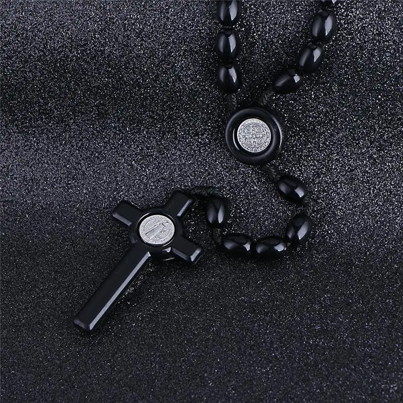 Komi Rosary Beads JESUS Coin Cross Pendant Necklace for Women Girls Catholic Religious Jewelry Holy Rosaries Necklaces R-026