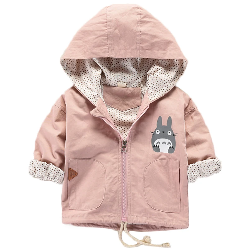 

2019 Spring Autumn Girls Windbreaker Coat Baby Girls Cartoon Hooded Outwear 1-4T Kids Clothes Children's Coats Jacket Clothing