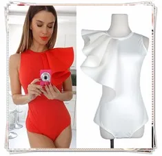 New-Arrival-Fashion-Ruffle-Body-Top-Womens-Sexy-Bodysuit-Black-White-Back-Zipper-Shorts-Jumpsuit-Sleeveless