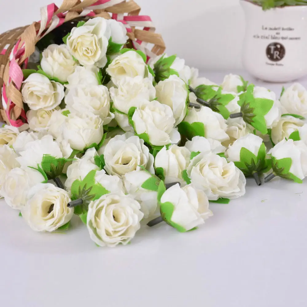 50Pcs Artificial Silk Rose Peony Flower Heads Bulk Craft Wedding Party Decorative Wreaths Bouquet