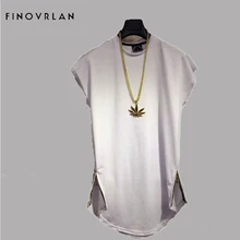 Брендовая новая мужская одежда с боковой молнией, длинная футболка, мужские топы в стиле хип-хоп, Мужская футболка в стиле хип-хоп с коротким рукавом, удлиненные повседневные футболки