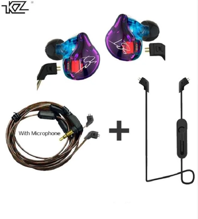 Гибридные наушники KZ ZST Bluetooth + Проводные 2 кабеля якорь Динамический привод Hi Fi