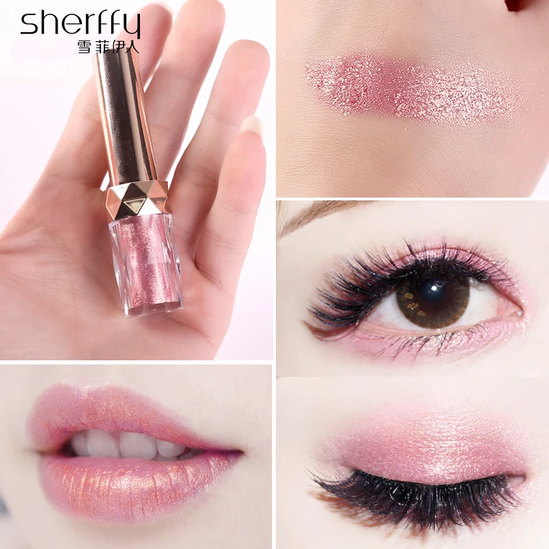 SHERFFY мерцающие тени для век персиковые глаз Румяна пигмент губ поцелуй красота