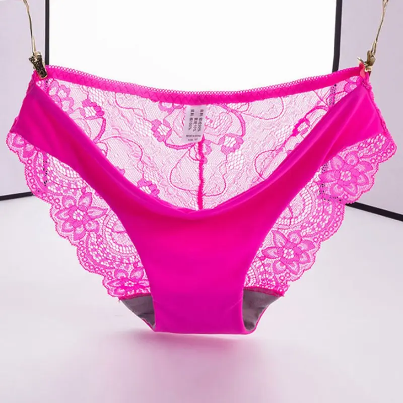 Women Sexy Lace Panties Ultra Thin Transparent Flower Embroidered