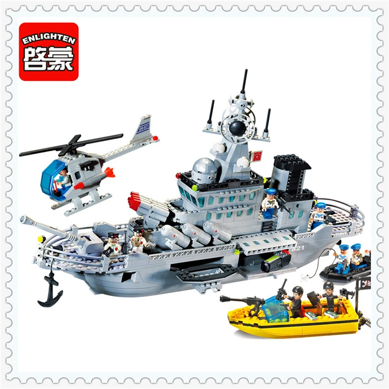 

ENLIGHTEN 821 Military Series Missile Cruiser Model Building Block 843Pcs Educational Toys For Children Compatible Legoe