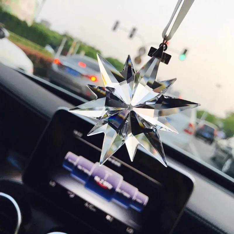 Styling Car Rearview Mirror Snowflakes Hanging Pendant Crystal Ornament