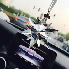 Estilo Do Carro Do Carro Espelho Retrovisor Pendurado Pingente de Cristal Dos Flocos De Neve Ornamento Interior Auto Decoração Presente de Natal
