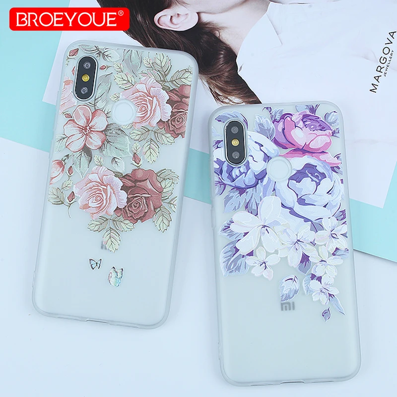 

Retro Flower Pattern Case For Xiaomi 6X 5X 6 8 SE A2 F1 3D Relief Cover Silicone TPU Soft Case Luxury Transaprent Back Case