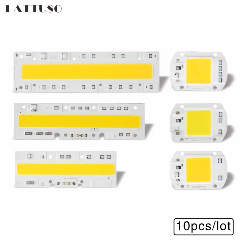 LATTUSO 10 шт. светодио дный светодиодные лампы Чип 10W 20W 30W 50W 70 Вт 220V 110V вход Smart IC драйвер подходит для DIY холодный теплый белый светодио дный