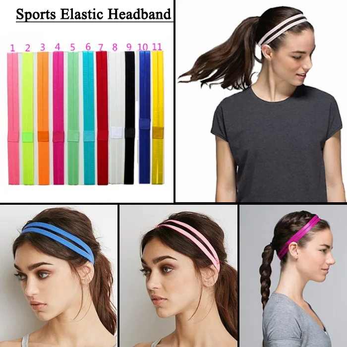 Double Elastic Headband Softball Anti slip Silicone Rubber Hair Bands