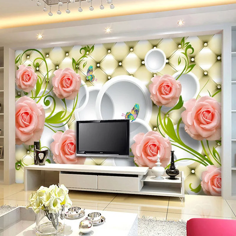 На заказ любой размер фото обои 3D Настенный декор для гостиной современный простой и стильный 3D Роза живопись настенные фотообои бумаги