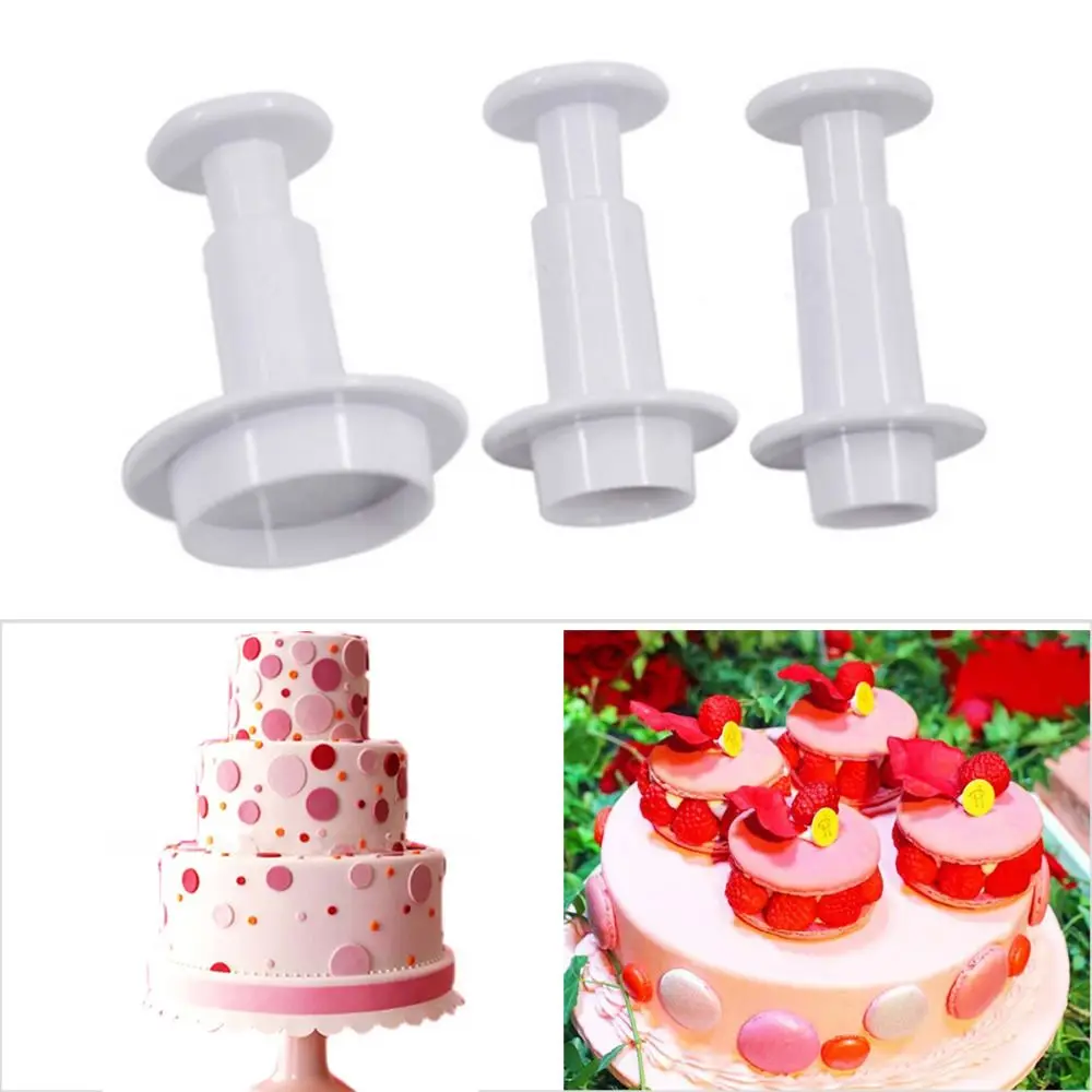 

3Pcs Round Circle Fondant Cake Mold Set Cookie Chocolate Candy Paste Plunger Cutter Mould Baking Pastry Decoration Cake Tools