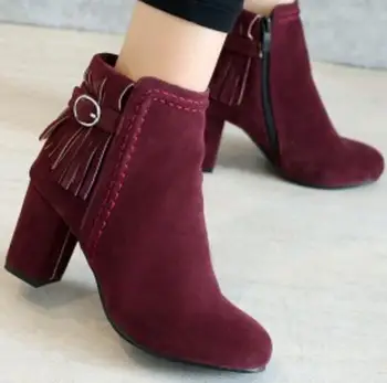 

Zapatos Mujer Winter Fashion Shoes Woman Ladies Girls Tassel Women Pumps Chaussure Femme High Heels Ankle Martin Boots G61216