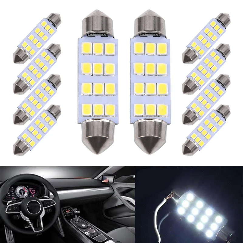 

10x 3528 12-smd 41mm Led Car Interior Festoon Dome Bulb Lamp 12v Tail Light